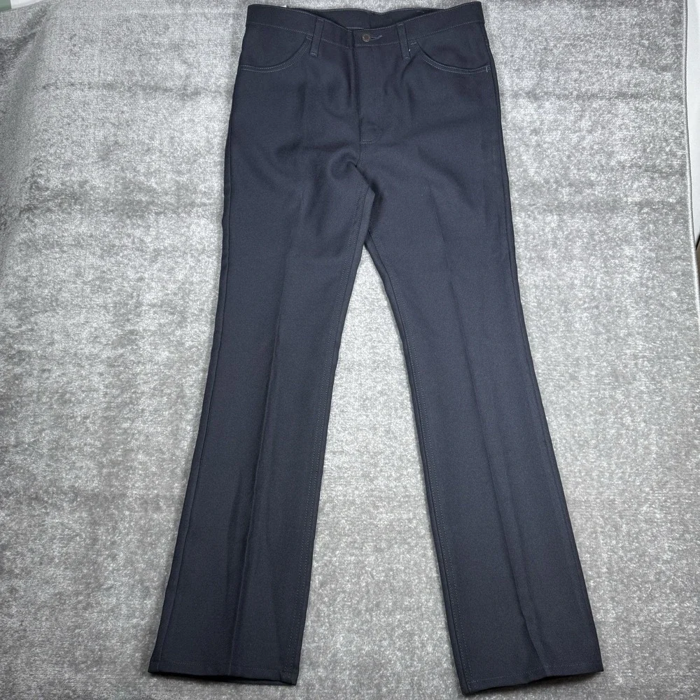 Wrangler Rancher Pants Men's 35x34 Navy Blue Straight Regular Fit Cowboy Western